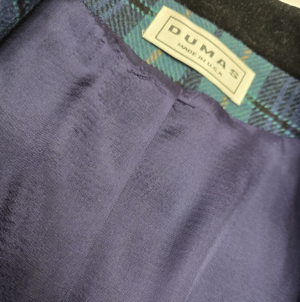 Dumas Blue and Green Plaid Women's Jacket Med Size - Picture 2 of 5